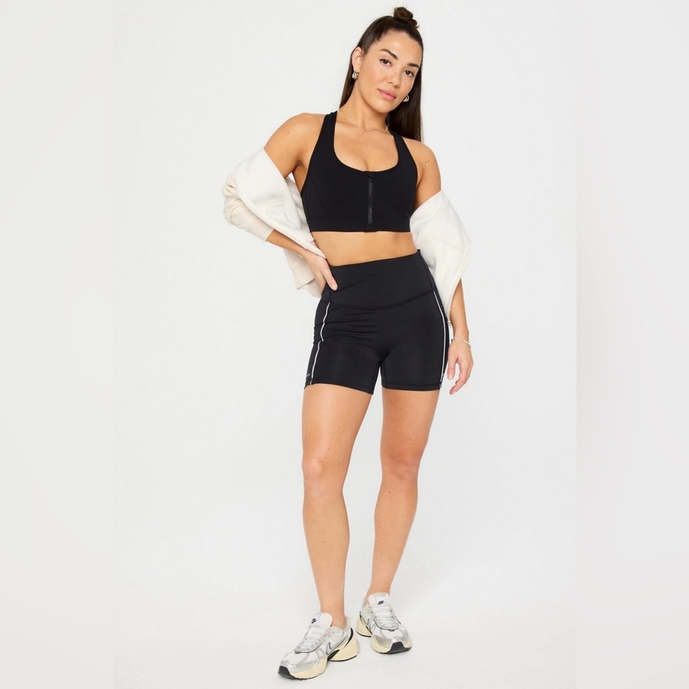 Fabletics Black Zip-Front Sports Bra